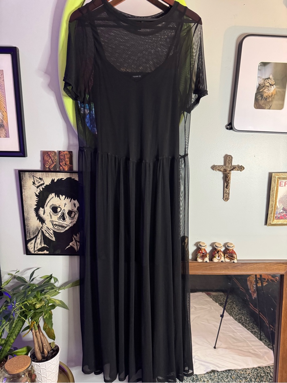 torrid Black Sheer Mesh Overlay Maxi Dress